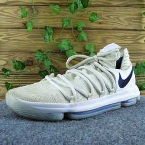 Nike Kevin‎ Durant 10 Men Sneaker Shoes White Fabric Lace Up Size 12 Medium